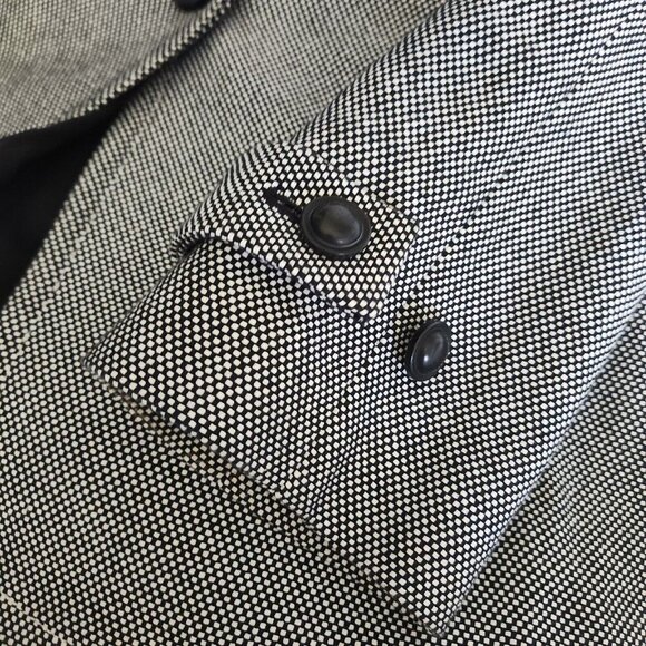 Talbots Tweed Crop Blazer Jacket Women Size 6 Collar Pleated Black Black Cotton - Picture 9 of 14